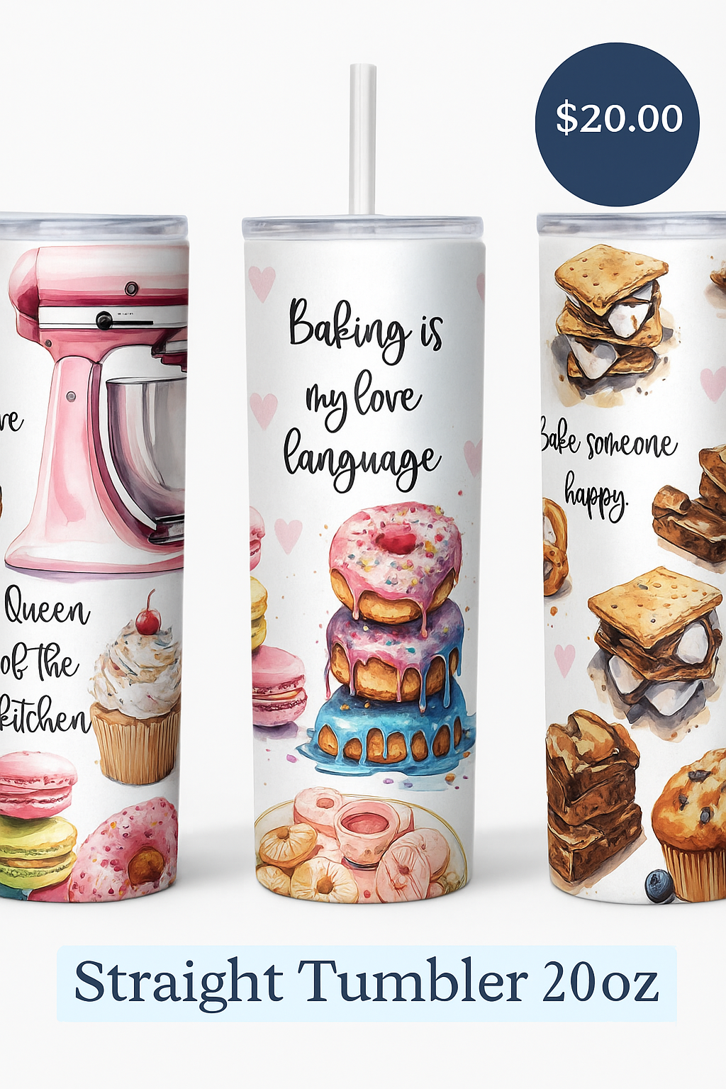 20oz Baking Queen Tumbler – Stainless Steel