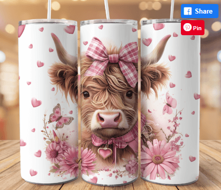 Pink Highland Cow - 20 oz Skinny Tumbler