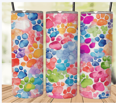 Paw Prints Watercolor- 20 oz Skinny Tumbler