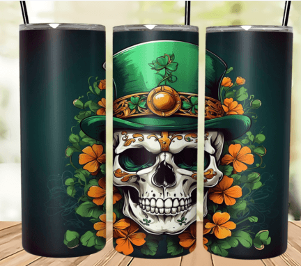 St Patrick's Day Skull - 20 oz Skinny Tumbler